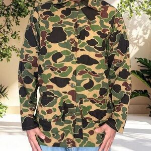 Vintage Saftbak Camo Hunting Button Up Jacket Mens Size L 70s 80s USA Outdoor